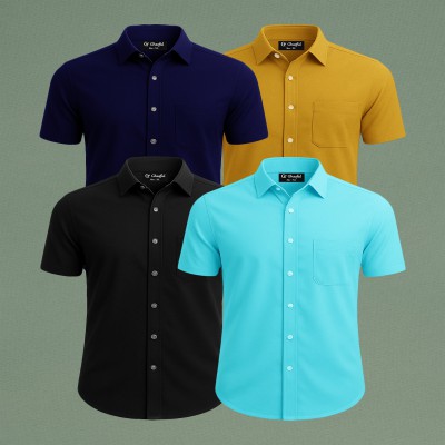 Oxford Cotton Febric Short Sleeve Shirt _ Pest _ Nevy _ Kathali _ Black