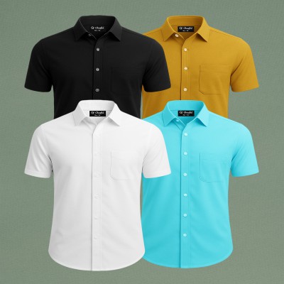 Oxford Cotton Febric Short Sleeve Shirt _ Pest _ White _ Kathali _ Black