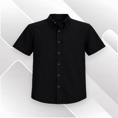 Oxford Cotton Febric Short Sleeve Shirt _ Black