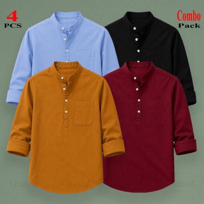 Oxford Cotton Febric Long Sleeve Katua _ Sky _ Kathali _ Merun _ Black