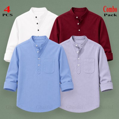 Oxford Cotton Febric Long Sleeve Katua _ Sky _ White _ Merun _ Ash