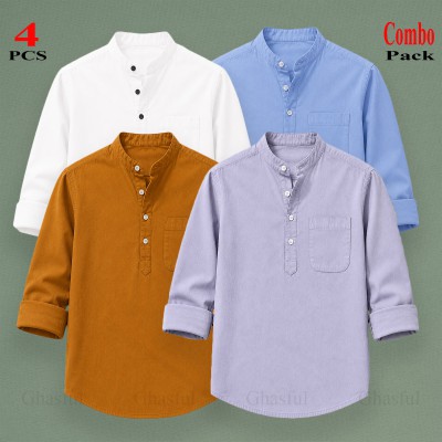 Oxford Cotton Febric Long Sleeve Katua _ Sky _ Kathali _ White _ Ash