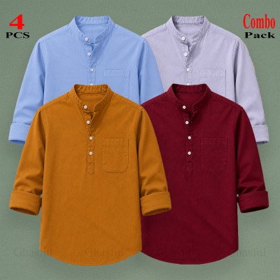 Oxford Cotton Febric Long Sleeve Katua _ Sky _ Kathali _ Merun _ ash