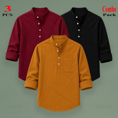 Oxford Cotton Febric Long Sleeve Katua _ Kathali _ Merun _ Black