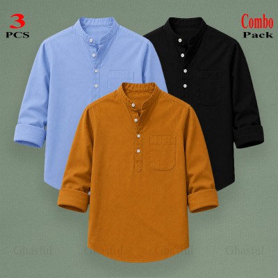Oxford Cotton Febric Long Sleeve Katua _ Sky _ Kathali _ Black