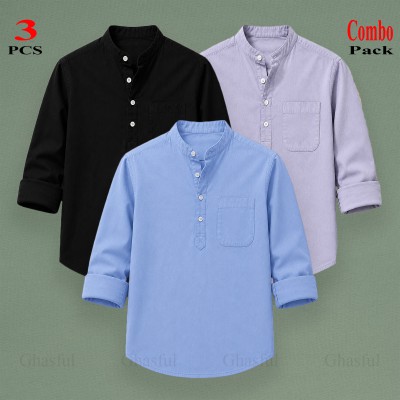 Oxford Cotton Febric Long Sleeve Katua _ Sky _ Ash _ Black