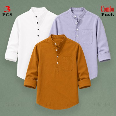 Oxford Cotton Febric Long Sleeve Katua _Kathali _ White _ Ash.