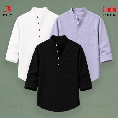 Oxford Cotton Febric Long Sleeve Katua _ White _ Ash _ Black