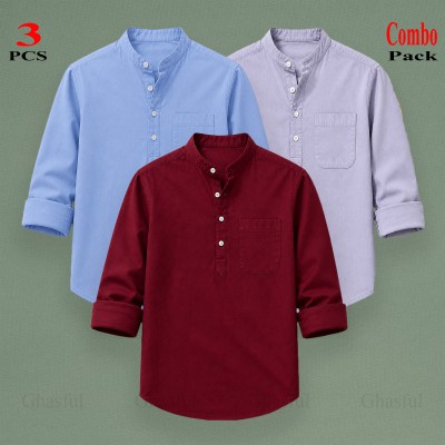 Oxford Cotton Febric Long Sleeve Katua _ Sky _ Merun _ Ash