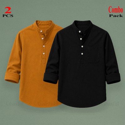 Oxford Cotton Febric Long Sleeve Katua _ Kathali _ Black