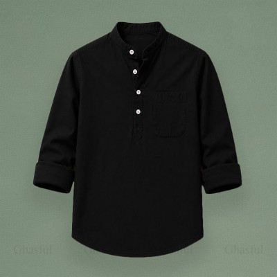 Oxford Cotton Febric Long Sleeve Katua _ Black