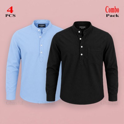 Oxford Cotton Febric Full Sleeve Katua _ Sky & Black