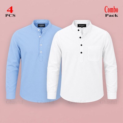 Oxford Cotton Febric Full Sleeve Katua _ Sky & White
