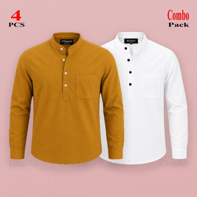 Oxford Cotton Febric Full Sleeve Katua _ Kathali & White
