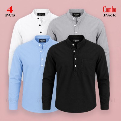 Oxford Cotton Febric Full Sleeve Katua _ White _ Sky _ Black _ Ash