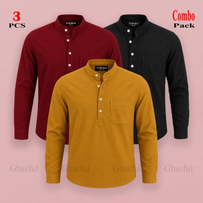 Oxford Cotton Febric Full Sleeve Katua _ Black _ Merun _ Kathali