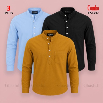 Oxford Cotton Febric Full Sleeve Katua _ Black _ Sky  _ Kathali