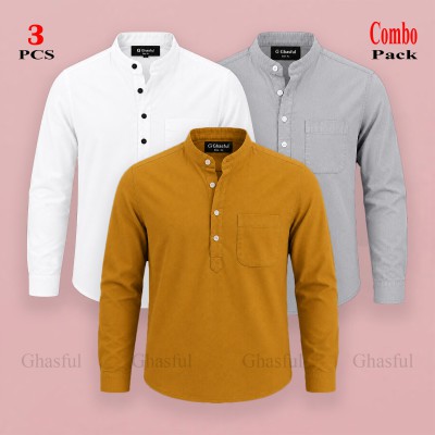 Oxford Cotton Febric Full Sleeve Katua _ White _ Ash _ Kathali