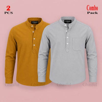 Oxford Cotton Febric Full Sleeve Katua _ Kathali & Ash
