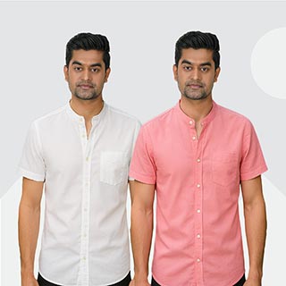 S-Sleeve Band Collar Shirt