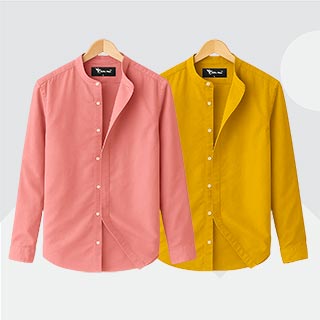 L-Sleeve Band Collar Shirt